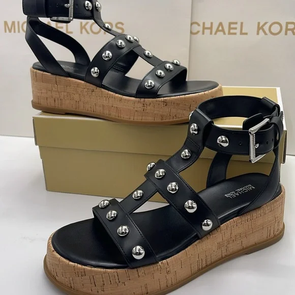MICHAEL KORS Selah Studded Platform Gladiator Silver Studded Sandal
Black 
New - Picture 13 of 16